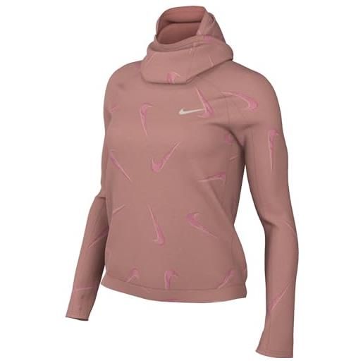 Nike dri-fit swoosh pacer felpa, red stardust/fierce pink, l donna