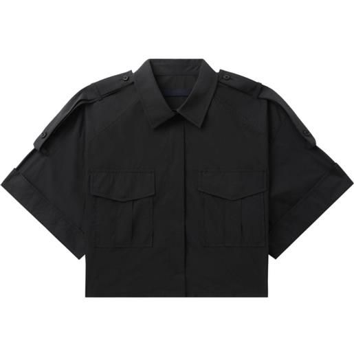 Juun.J camicia crop con colletto classico - nero