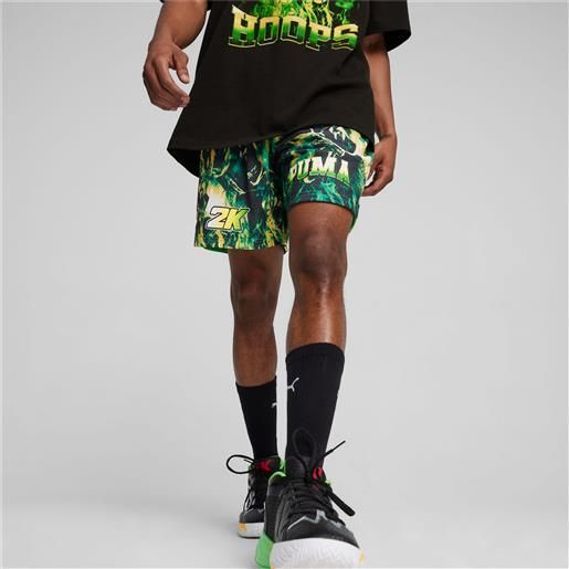 PUMA shorts PUMA hoops x 2k, nero/verde/aop