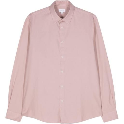 Sunspel camicia con cuciture tono su tono - rosa
