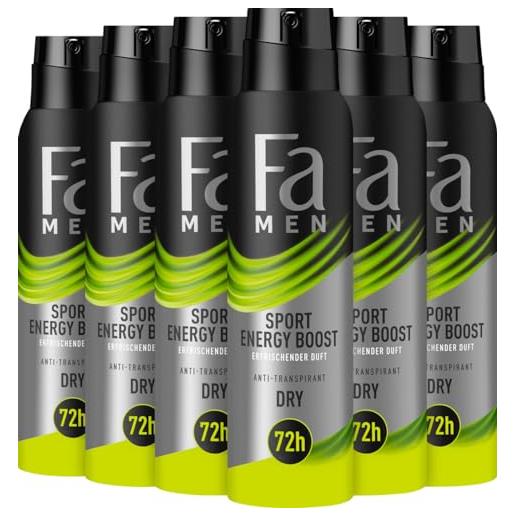 Fa men deodorante sport energy boost, confezione da 6 (6 x 150 ml)