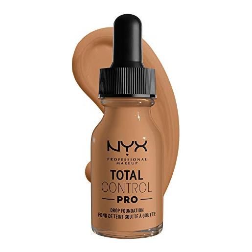 Nyx professional makeup fondotinta total control pro drop, dosaggio preciso, copertura personalizzabile e modulabile, formula vegana, finish come una seconda pelle, 13 ml, tonalità: golden honey