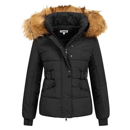 Elara giacca trapuntata da donna parka corto cappotto chunkyrayan nero mp19903 black/natur-46 (3xl)