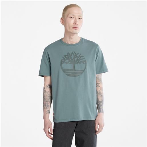 Timberland t-shirt con logo ad albero kennebec river da uomo in verde acqua verde