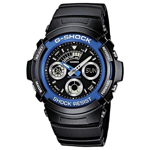 Casio g-shock orologio 20 bar, azzurro, analogico - digitale, uomo, aw-590-2aer
