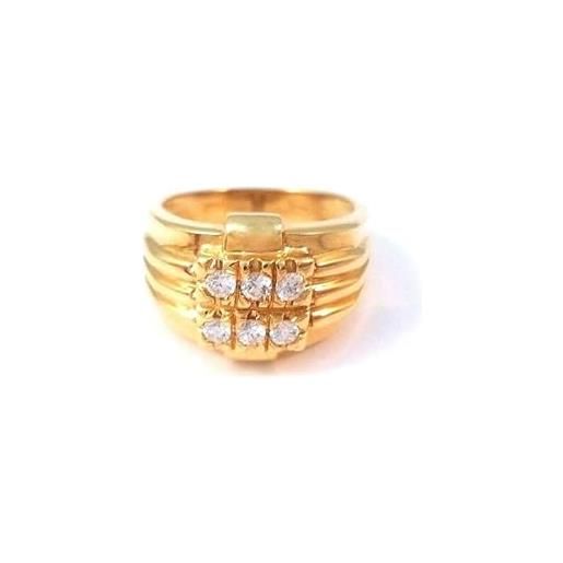 Gioielleria Bucci anello da uomo in oro giallo 18 kt con zirconi bianchi taglio brillante