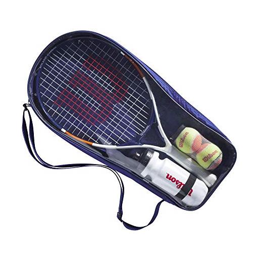 Wilson roland garros elite 21 wr039110f kit per tennisti principianti, borraccia, 2 palline da tennis, borsa porta-kit, dai 9 ai 10 anni