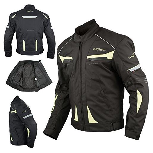 A-Pro giacca moto sport tessuto protezioni ce impermeabile ventilata fluo xl