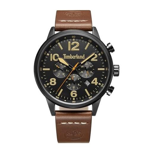 Timberland myrtle - orologio analogico nero con cinturino in pelle marrone, 3 atm, marrone, bohémien