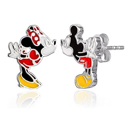 Disney mickey e minnie mouse orecchini a perno in argento sterling bacciare (mickey e minnie 1)
