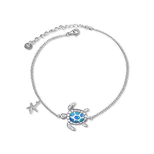 WINNICACA braccialetto a tema marino, in argento sterling con tartaruga/polpo e conchiglia/medusa/delfino per regali da donna, argento sterling, zirconia cubica