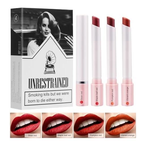 HASAIKA lipstick cigarettes set rossetto, rossetto opaco lunga tenuta, impermeabile e idratante lipstick, trucco per rossetto antiaderente da 4 pezzi di lunga durata