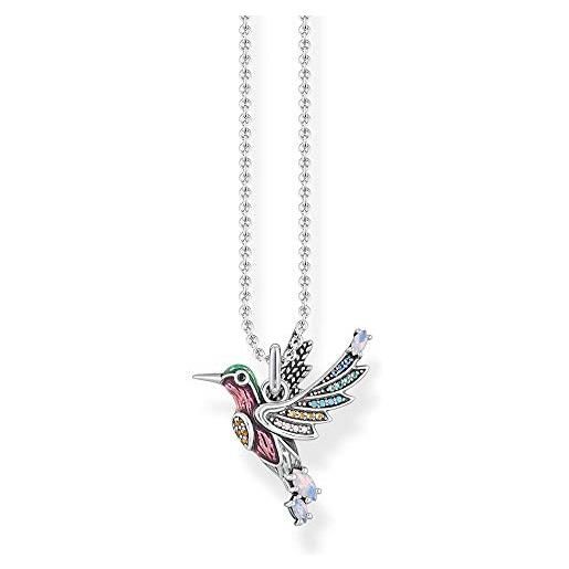 Thomas sabo collana da donna in argento sterling 925, con colibrì colorato, lunghezza 38-42 cm, 42 cm, argento sterling, non applicabile