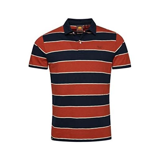 Superdry vintage jersey s/s polo maglia di tuta, navy/burnt orange stripe, xxxl uomo