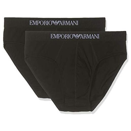 Emporio Armani uomo 2-pack brief pure cotton mutande, nero, xl
