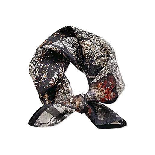 LumiSyne sciarpa in raso di seta donna piccolo foulard quadrata a tema natura albero fiore stampata bandane carino traspirante leggera fazzoletto da collo fascia per capelli decorazione copricapo