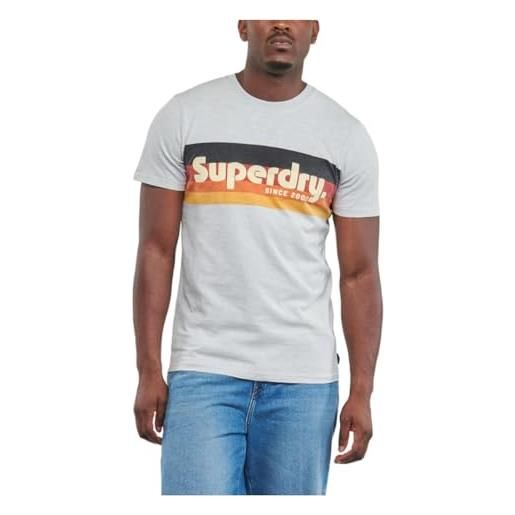 Superdry cali striped logo t shirt camicia, sea salt blue slub, 3xl unisex-adulto