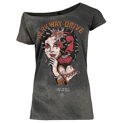 Parkway Drive devil tricks donna t-shirt grigio scuro m 100% cotone regular