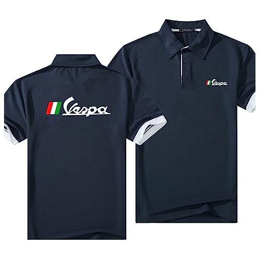 JUSHUFA polo da golf da uomo t-shirt per vespa stampa polo da golf magliette risvolto manica corta comodo top abbigliamento polo casual-black b||l