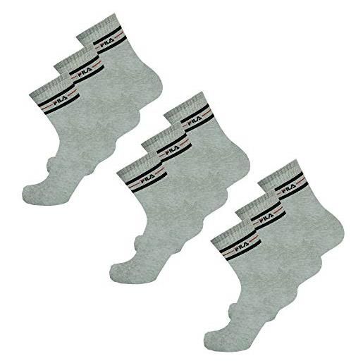 FILA unisex calzini, 9 coppia calzini da sport, bianco e nero, a righe, (3x pacco da 3) - grigio (400), 39-42 - 9 coppia