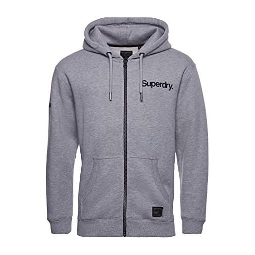 Superdry felpa con cappuccio con zip grafica militare, grigio marl, small