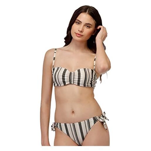 LOVABLE bikini reggiseno fascia con ferretto fancy jacquard lurex donna, beige (rigato nero oro), 38 / 5d