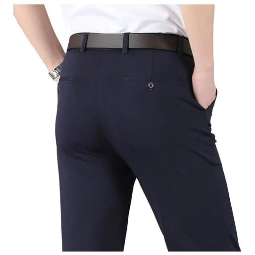 NKEM men's high stretch classic pants, 2024 high stretch men's classic pants, men's suit slim fit long pants (36, blue)