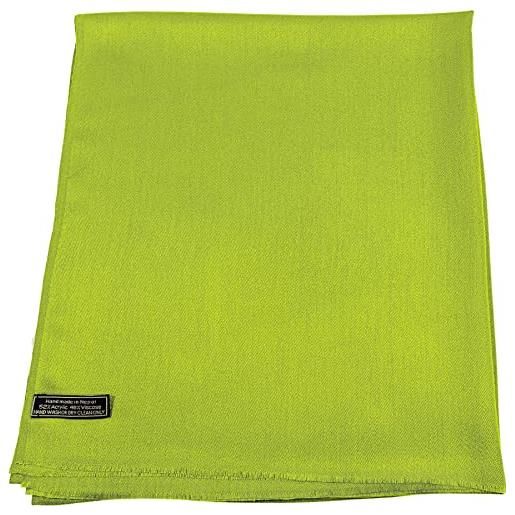 CJ Apparel - scialle con frangia, tinta unita, sciarpa avvolgente, stola, pashmina, copertura per testa e viso, verde lime, etichettalia unica