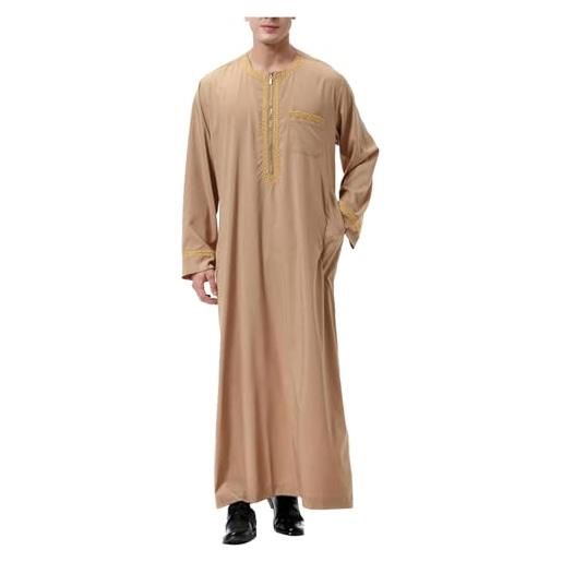 Generic caftano da uomo - abiti ethno thobe abbigliamento abbigliamento arabo islamico thobe vestiti comode camicia thobe lino musulmano camicia elegante abito arabo abbigliamento