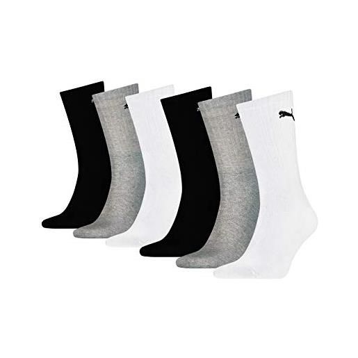 PUMA 6 paia di calzini sportivi unisex con suola in spugna, nero (200), 43-46