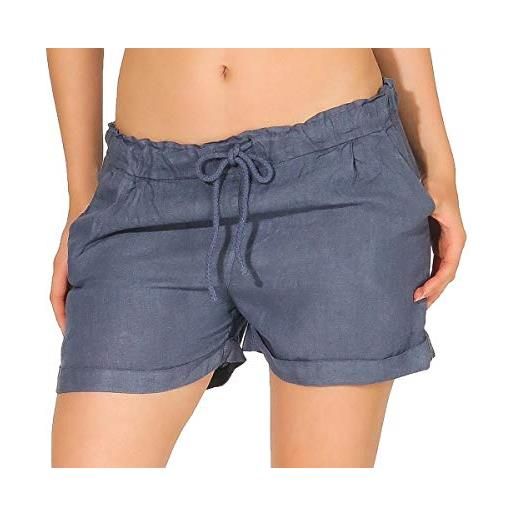 malito more than fashion malito donna lino pantaloni bermuda libero pantaloni spiaggia 1964 (color di jeans, s)