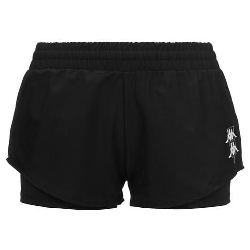 Kappa kombat padel ener - shorts - pantaloncini sportivi - donna - black-grey beauty