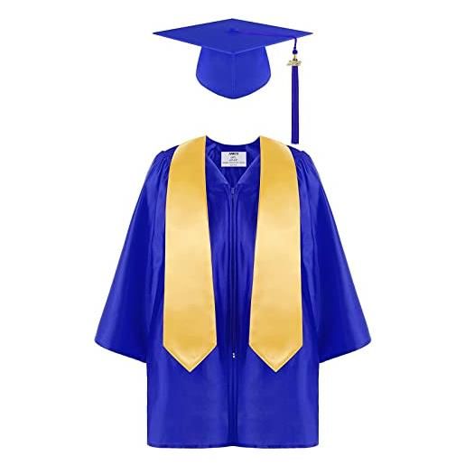 Generic set di cappelli da bambina in età prescolare unisex per la laurea con nappa 2022 e fascia per la laurea per bambini s ragazza maglietta, blu, 6-7 anni