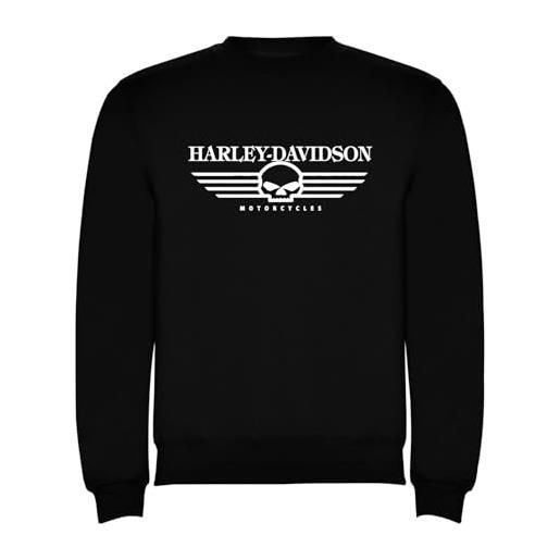 Genérico felpa classic harley davidson logo nero uomo taglie s m l xl xxl sweatshirt, nero , xxl