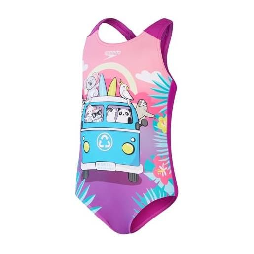 Speedo girls digital printed swimsuit costume da, multicolore, 3 años bambina