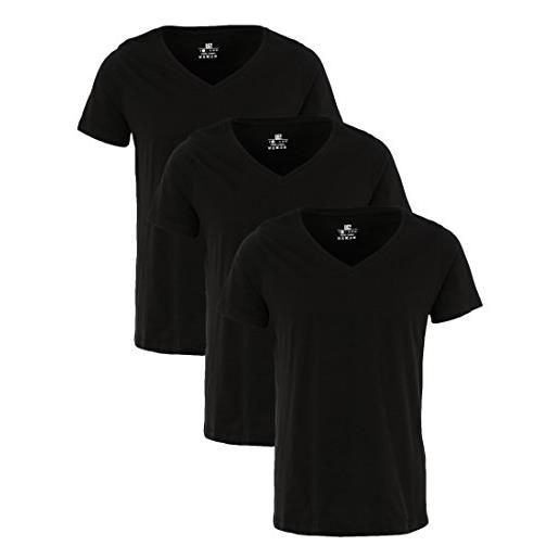 Lower East maglietta basic con scollo profondo a v, uomo, nero (confezione da 3), s
