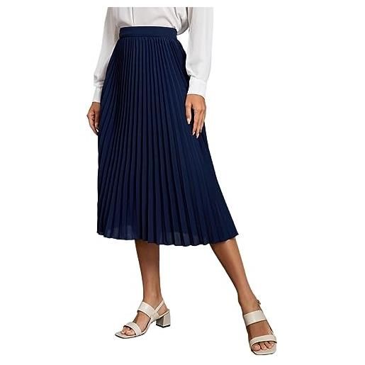 DIERAN women's high waist solid pleated skirt elegant casual skirt