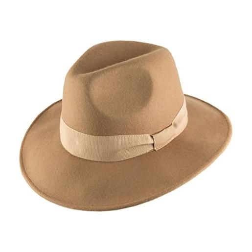 Classic Italy - cappello fedora feltro tesa larga traveller chic - size 61 cm - beige