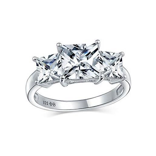 Bling Jewelry personalizzare 3ctw piazza aaa cz princess cut promessa anello cubic zirconia passato presente futuro anello di fidanzamento a tre pietre per donne. 925 argento personalizzabile