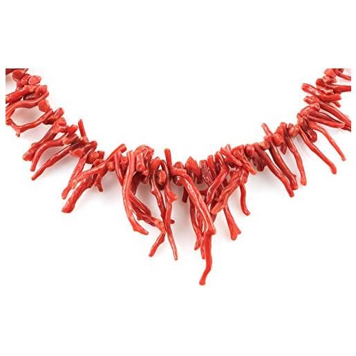 SANNA GIOIELLI collana in vero corallo rosso del mediterraneo (corallo sardo) lavorazione frangia con fermezza in argento 925