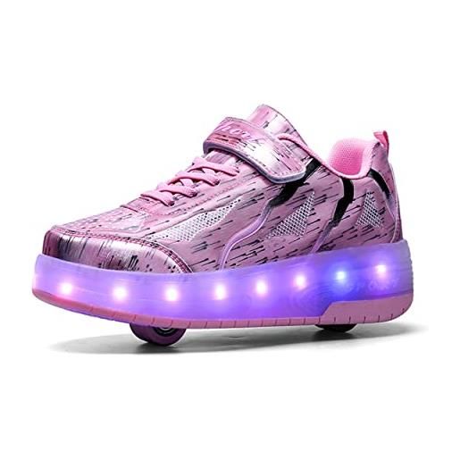 Rolltongoz scarpe con rotelle da bambina scarpe con luci ragazza scarpe da led ruota skateboard sneaker sportive con rotelle multisports skateboard sneaker con ruote per bambini epifania natale compleanno regalo