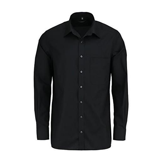 Eterna - camicia a maniche lunghe in popeline, vestibilità comfort fit, tinta unita nero xx-large