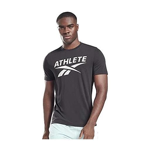 Reebok athlete tee maglietta da uomo, uomo, maglietta, gp4464, nero, xs