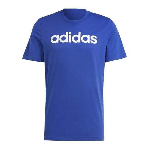 Adidas lineare, t-shirt uomo, semi lucid blue, l