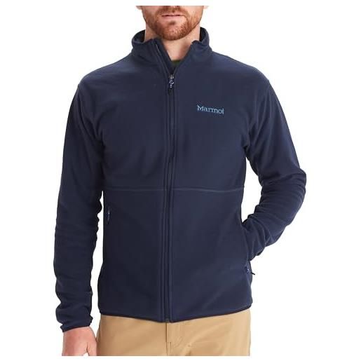 Marmot uomo rocklin jacket, calda giacca in pile, giacca outdoor con zip integrale, scaldacorpo traspirante e resistente al vento, arctic navy, l