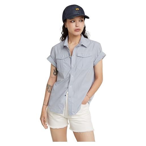 G-STAR RAW military button down ssleeve shirt wmn maglietta, multicolore (grapeade mini stripe d24592-c667-g460), xxl donna