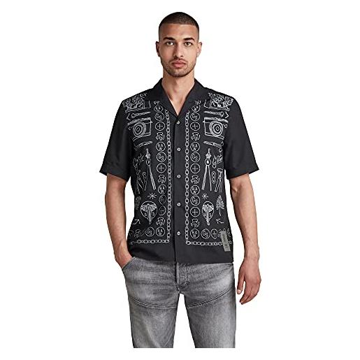 G-STAR RAW men's hawaiian service regular shirt, nero (dk black d19911-c800-6484), s
