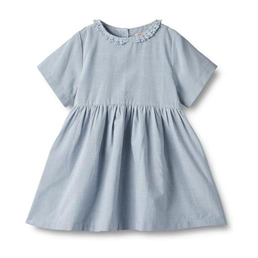 Wheat abito estivo a maniche corte elma-ragazza-certificato gots-sostenibile vestito da gioco, 1042 blue waves, 104 cm bambina