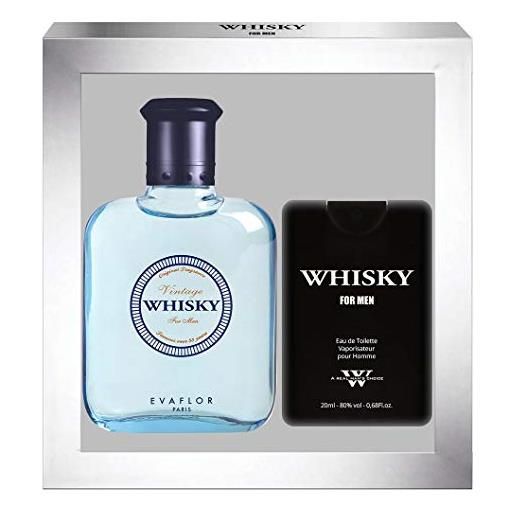 EVAFLORPARIS whisky vintage - cofanetto eau de toilette 100ml + profumo da viaggio 20 ml - spray - profumo uomo - regalo - EVAFLORPARIS