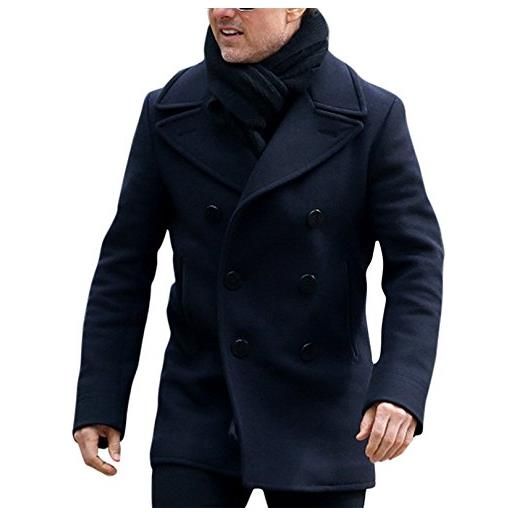 LP-FACON tom cruise mission impossible 6 ethan hunt blu navy uomo pea coat giacche, cappotto in lana blu navy, xxxxl